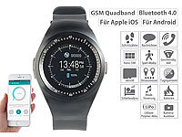 simvalley MOBILE 2in1-Uhren-Handy & Smartwatch für iOS & Android, rundes Display; Handy-Smartwatches mit Bluetooth, Handy-Smartwatches mit Kamera und Bluetooth 