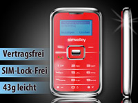 simvalley MOBILE Mini-Handy RX-180 "Pico INOX RED V.4" VERTRAGSFREI