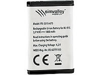 simvalley MOBILE Reserve-Akku 1000 mAh für Komfort-Handy "XL-915"