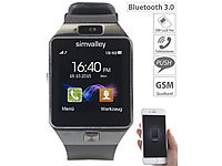simvalley MOBILE Handy-Uhr & Smartwatch PW-430.mp mit Bluetooth 3.0 und Fotokamera; Handy-Smartwatches mit Bluetooth Handy-Smartwatches mit Bluetooth 