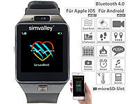 simvalley MOBILE Handy-Uhr & Smartwatch mit Kamera, Bluetooth 4.0, für iOS & Android
